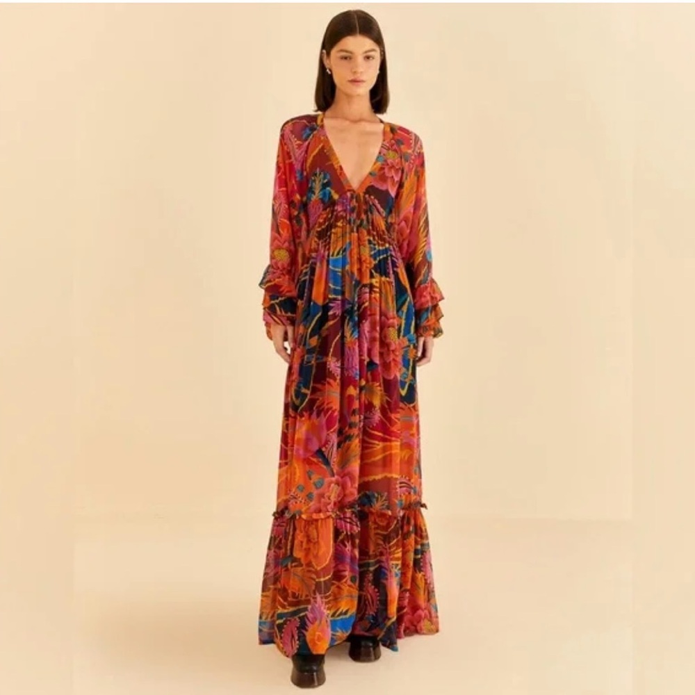 Farm Rio Vintage Wave maxi dress